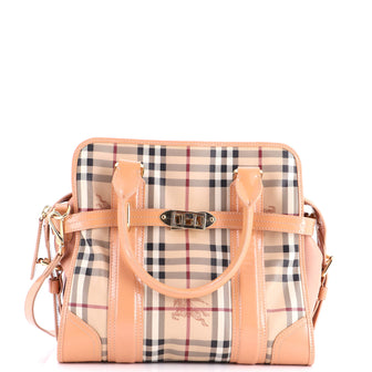 Burberry Minford Satchel Haymarket Coated Canvas Medium