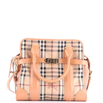 Burberry Minford Satchel Haymarket Coated Canvas Medium