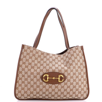 Gucci Horsebit 1955 Tote GG Canvas with Leather Medium