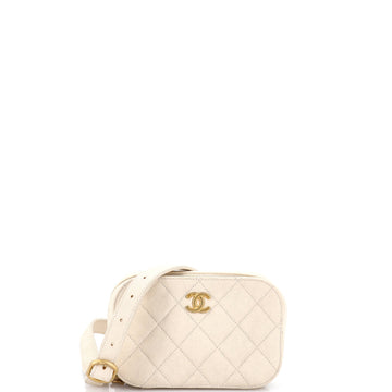 Chanel Chain Melody Camera Bag Quilted Caviar Small