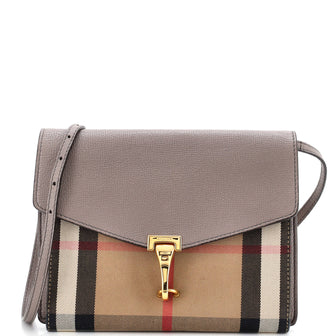 Burberry Macken Crossbody Bag Leather and House Check Canvas Small