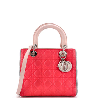 Christian Dior Tricolor Lady Dior Bag Cannage Quilt Leather Medium