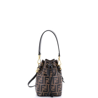 Fendi Mon Tresor Bucket Bag Zucca Embossed Leather Mini