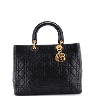 Christian Dior Vintage Lady Dior Bag Cannage Quilt Lambskin Large