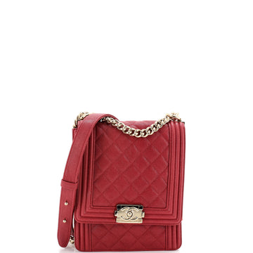 Chanel North South Boy Flap Bag Quilted Caviar Small