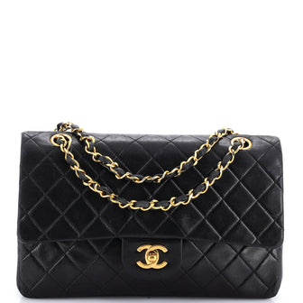 Chanel Vintage Classic Double Flap Bag Quilted Lambskin Medium