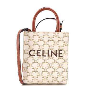 Celine Vertical Cabas Tote Triomphe Coated Canvas Mini