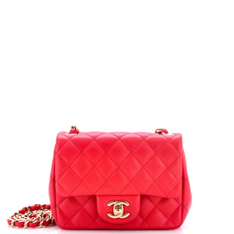 Chanel Square Classic Single Flap Bag Quilted Lambskin Mini
