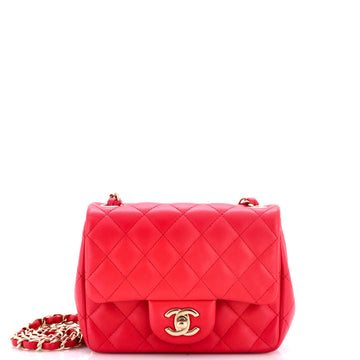 Chanel Square Classic Single Flap Bag Quilted Lambskin Mini