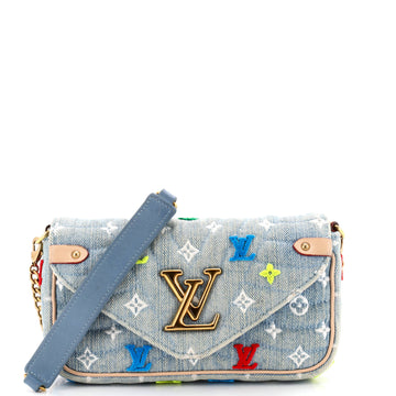 Louis Vuitton New Wave Chain Pochette Monogram Embroidered Quilted Denim