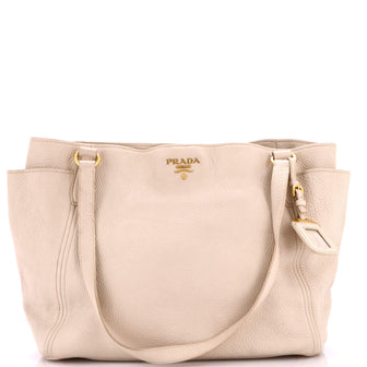 Prada Side Pocket Convertible Tote Vitello Daino Large