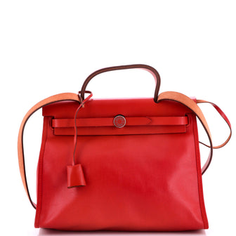 Hermes Herbag Zip Berline Vache Canvas and Leather 31
