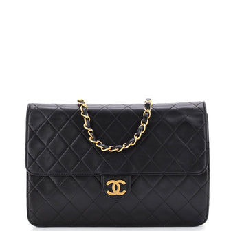 Chanel Vintage Clutch with Chain Quilted Leather Medium