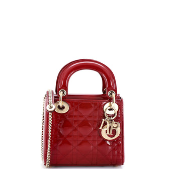 Christian Dior Lady Dior Chain Bag Cannage Quilt Patent Mini