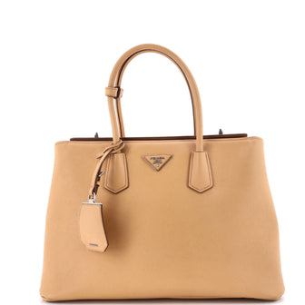 Prada Turnlock Cuir Twin Tote Saffiano Leather Medium