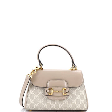 Gucci Horsebit 1955 Top Handle Flap Bag GG Coated Canvas and Leather Mini