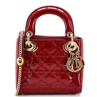 Christian Dior Lady Dior Chain Bag Cannage Quilt Patent Mini