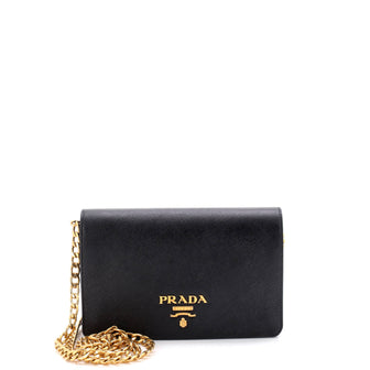 Prada Chain Wallet Crossbody Saffiano Leather