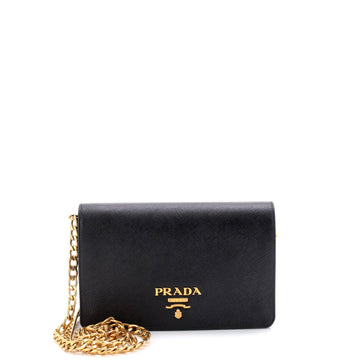 Prada Chain Wallet Crossbody Saffiano Leather