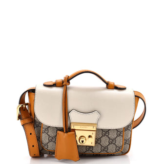 Gucci Padlock Front Pocket Flap Shoulder Bag GG Coated Canvas and Leather Mini