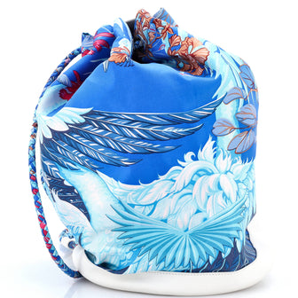 Hermes Soie Cool Handbag Printed Silk and Calfskin Medium