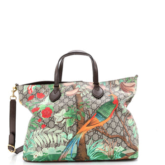 Gucci Convertible Soft Tote Tian Print GG Coated Canvas Medium