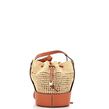 Loewe Balloon Bucket Bag Raffia and Leather Small