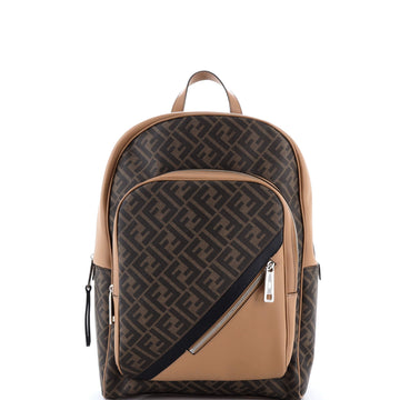 Fendi Front Pocket Chiodo Backpack Zucca Coated Canvas with Leather Large