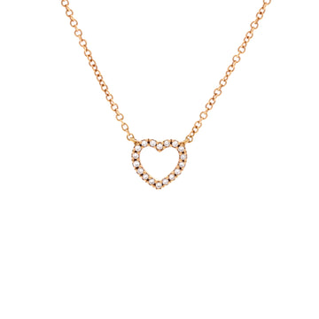 Tiffany & Co. Metro Open Heart Pendant Necklace 18K Rose Gold and Diamonds Mini