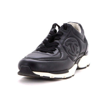 Chanel Women's CC Low-Top Sneakers Leather with Quilted Suede