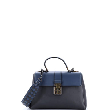 Bottega Veneta Piazza Top Handle Bag Leather with Intrecciato Detail Small