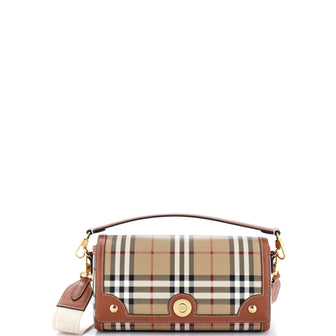 Burberry Note Top Handle Bag Check Coated Canvas