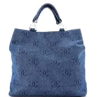 Chanel Vintage CC Tote Denim Large