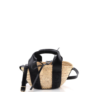 Chloe Sense Basket Tote Raffia with Leather Small
