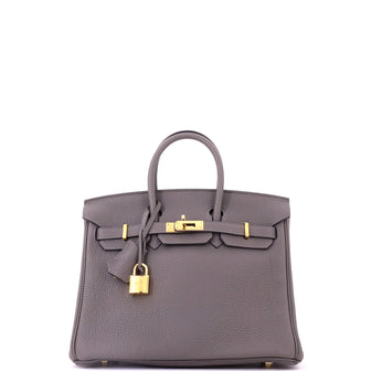 Hermes Birkin Handbag Grey Togo with Gold Hardware 25
