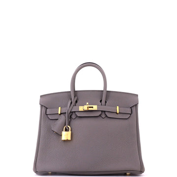 Hermes Birkin Handbag Grey Togo with Gold Hardware 25