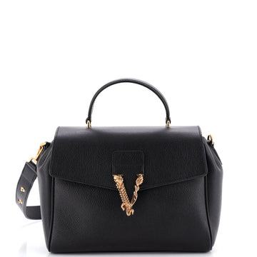 Versace Virtus Convertible Top Handle Bag Leather Medium