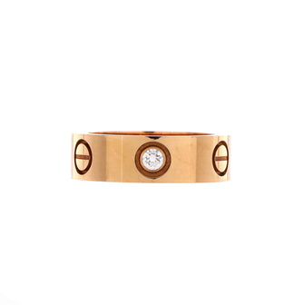 Cartier Love 3 Diamonds Band Ring 18K Rose Gold with Diamonds