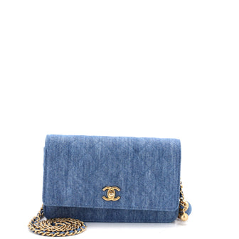 Chanel Pearl Crush Wallet on Chain Quilted Denim