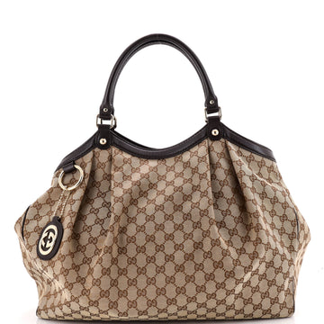 Gucci Sukey Tote GG Canvas with Leather Large