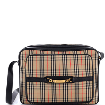 Burberry Link Chain Camera Bag 1983 Knight Check Canvas Large