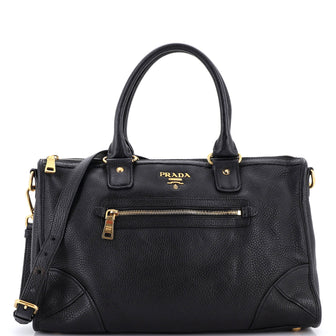 Prada Front Zip Convertible Satchel Vitello Phenix Medium