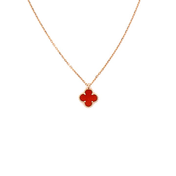 Van Cleef & Arpels Sweet Alhambra Pendant Necklace 18K Rose Gold and Carnelian