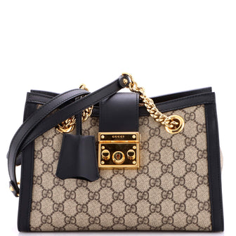 Gucci Padlock Chain Tote GG Coated Canvas with Leather Small