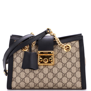 Gucci Padlock Chain Tote GG Coated Canvas with Leather Small