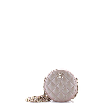 Chanel Round Clutch with Chain Quilted Iridescent Caviar Mini