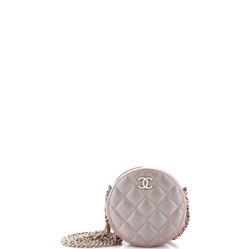 Chanel Round Clutch with Chain Quilted Iridescent Caviar Mini
