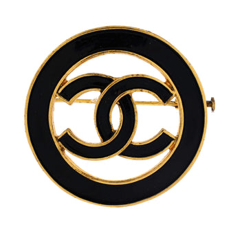 Chanel Vintage CC Cutout Round Brooch Metal with Enamel