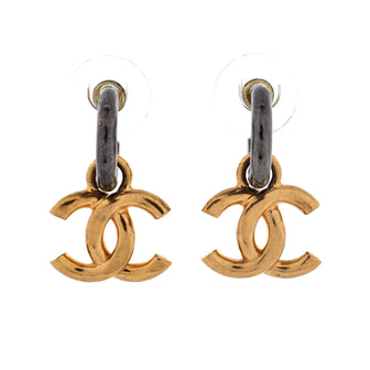 Chanel CC Hoop Dangle Earrings Metal
