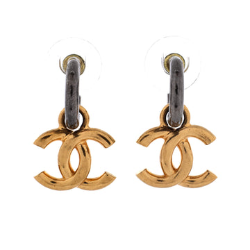 Chanel CC Hoop Dangle Earrings Metal